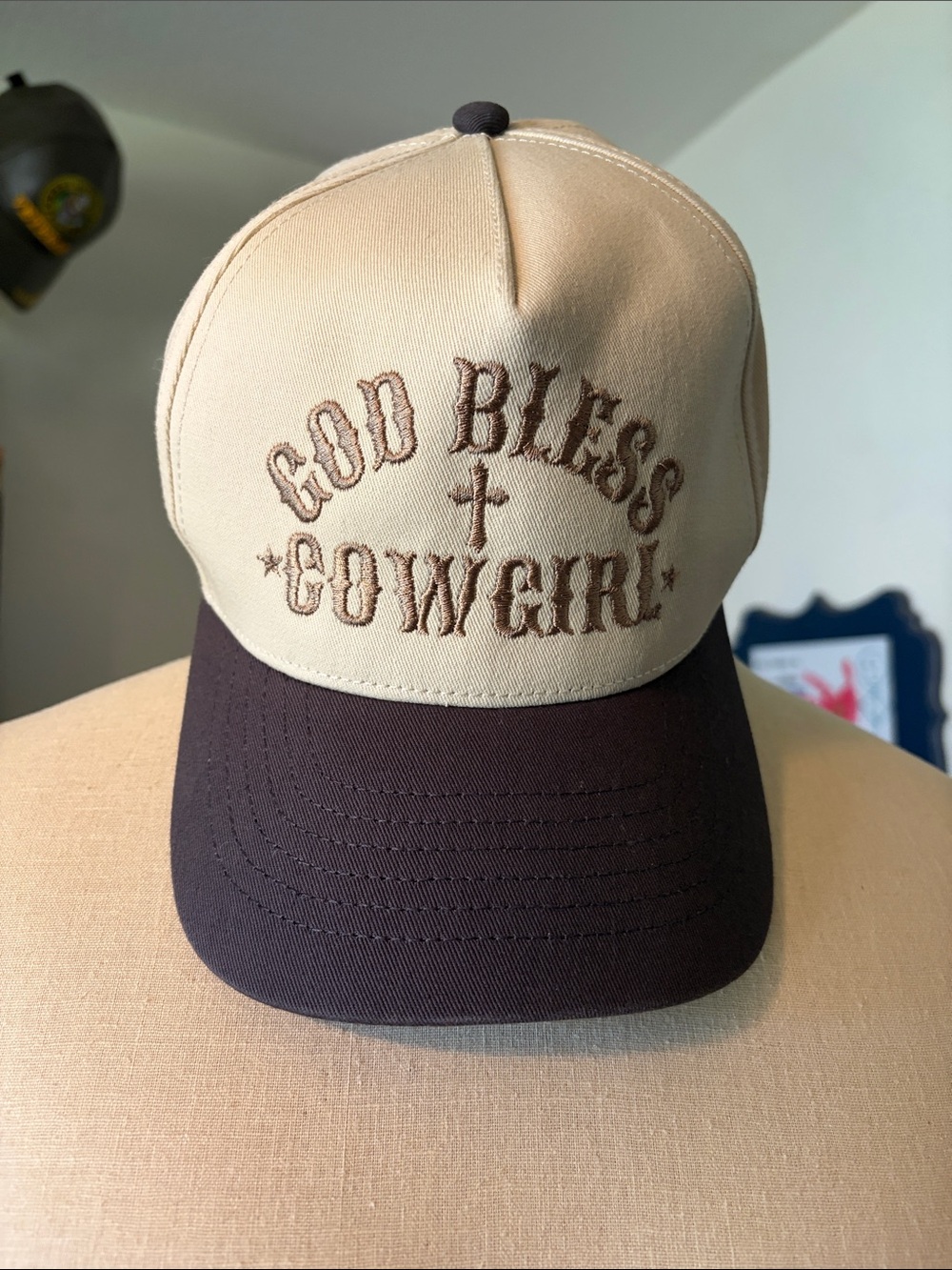 God Bless Cowgirl Two-Tone Cap - Tan & Brown